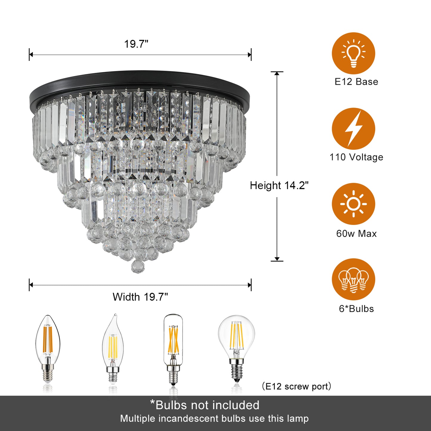 REYDELUZ 19.7" Modern Style Crystal Lights.