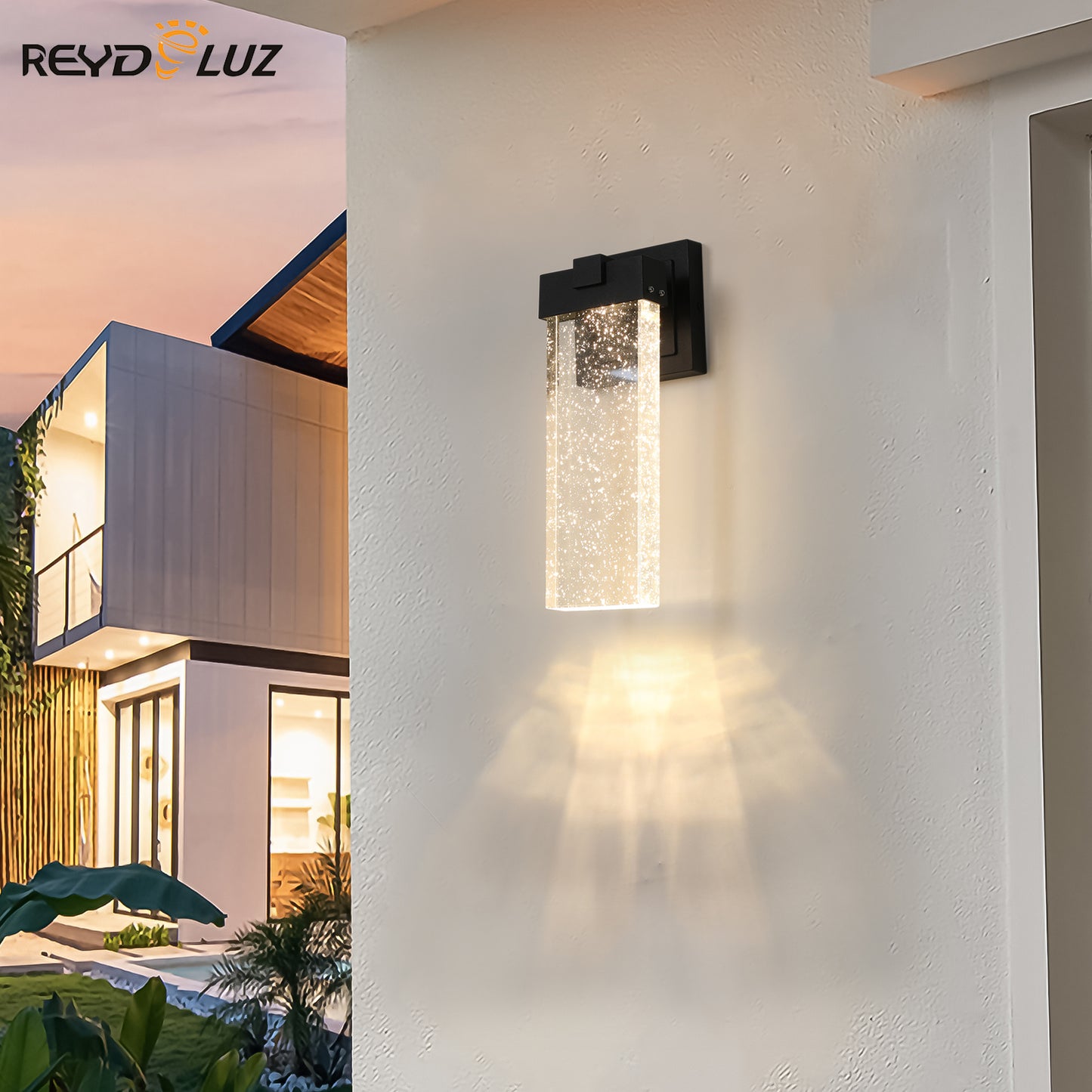 REYDELUZ 3.5" Outdoor Transparent LED Crystal Wall Lamp Supports multiple types of light bulbs