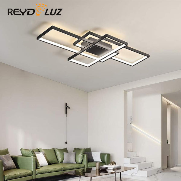 REYDELUZ 35.4" Black Square Modern Ceiling Light