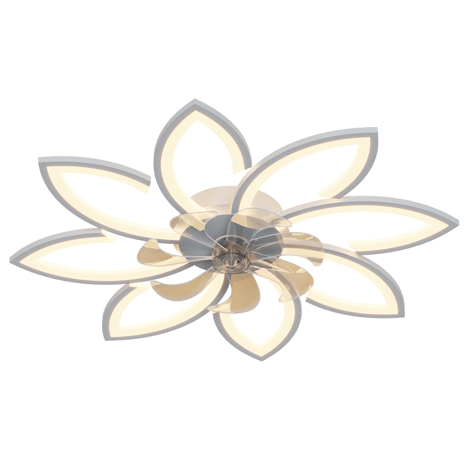 REYDELUZ 35" Ceiling Fan with Lamp, Led Ceiling Fan Flower Shape Bedroom Ceiling Lamp Remote Control 3 Colors Switching 6 Wind Speed for Bedroom，Living Room Fan Ceiling Lamp