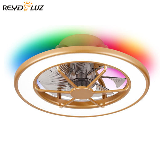 REYDELUZ 18" Gold Ceiling Fan with RGB Lights