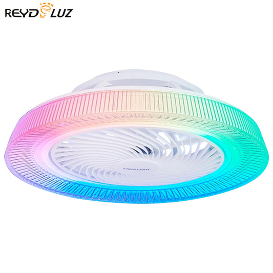 REYDELUZ 20" Caged Ceiling Fan  with RGB Lights