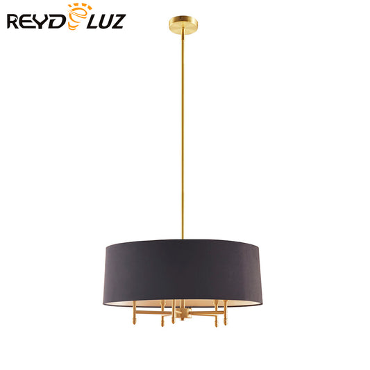 REYDELUZ 24"Presidio 5-Light Black Drum Shade Chandelier