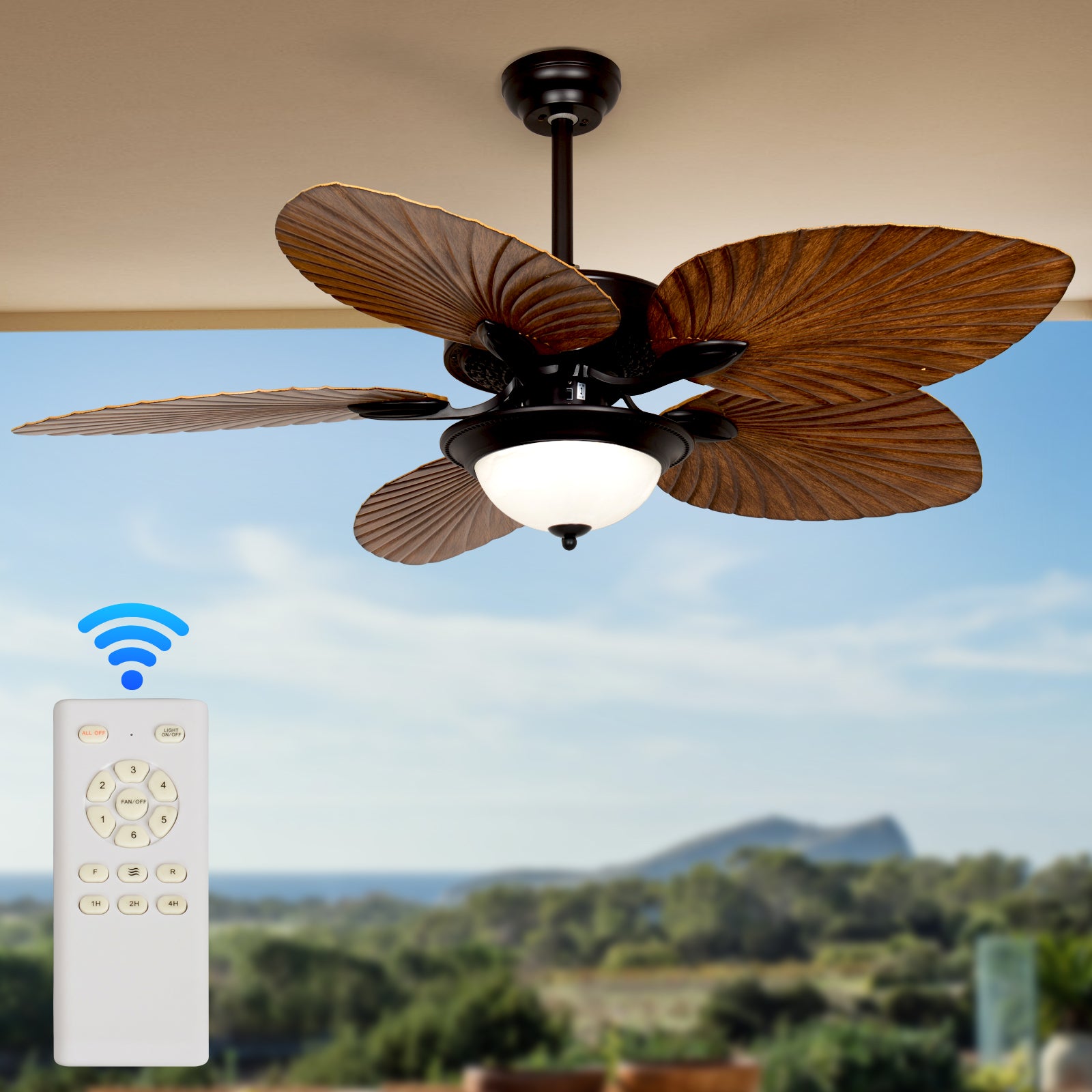 Ceiling Fan with LED Light DC motor 52 inch Large Air Volume Remote Control for Kitchen Bedroom Dining room