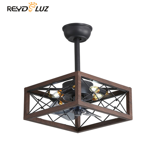 REYDELUZ 18" Caged Ceiling Fan with Lights Remote Control for APP