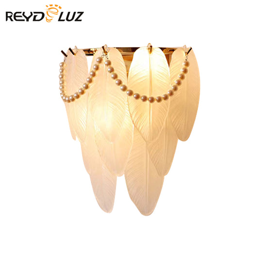 REYDELUZ 31" Modern Feather Glass Wall Lamp