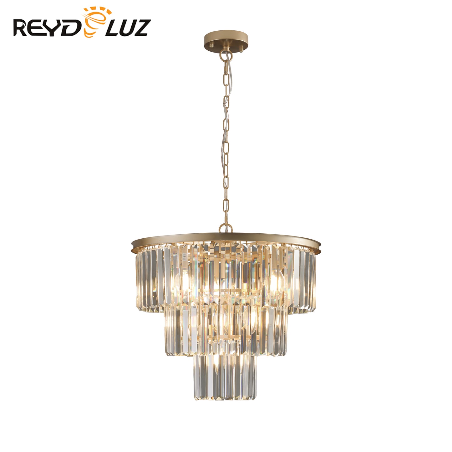 REYDELUZ 19.7"Gold Luxury Crystal Chandelier Modern Chandeliers Lights