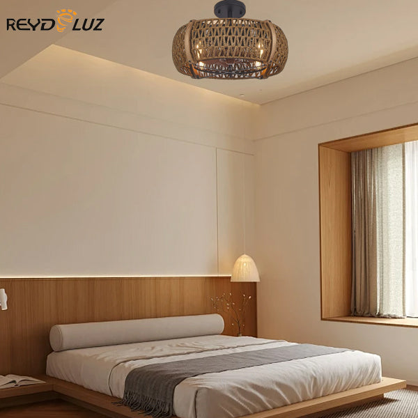 REYDELUZ 17" Caged Boho Farmhouse Bladeless Ceiling Fan