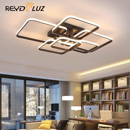 REYDELUZ White 6 Rings Square Modern Ceiling Light