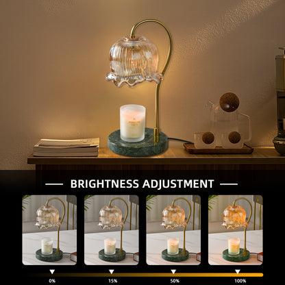 REYDELUZ  17.3"Candle Warmer Lamps，Glass shade and marble base