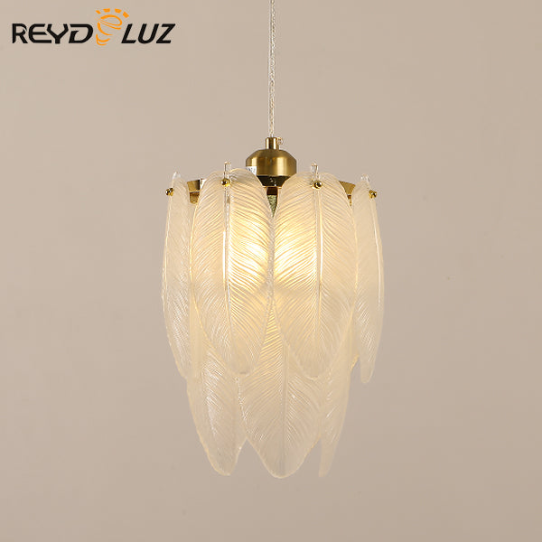 REYDELUZ 18" Transparent Glass Feathery Chandelier