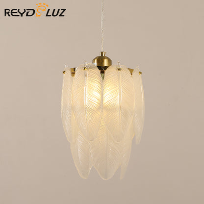 REYDELUZ 18" Transparent Glass Feathery Chandelier