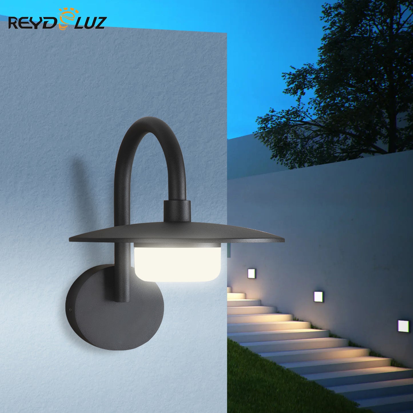REYDELUZ 9.45" Outdoor Wall Light LED Bulb Lantern