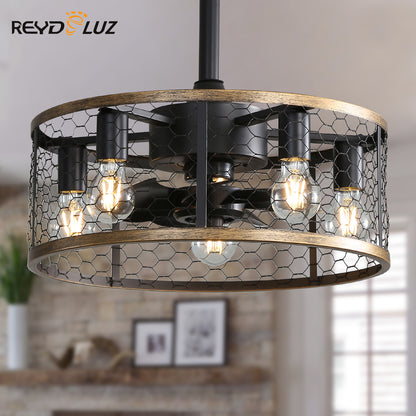 REYDELUZ  20" Industrial Caged Ceiling Fan  Small Ceiling Fan Reversible