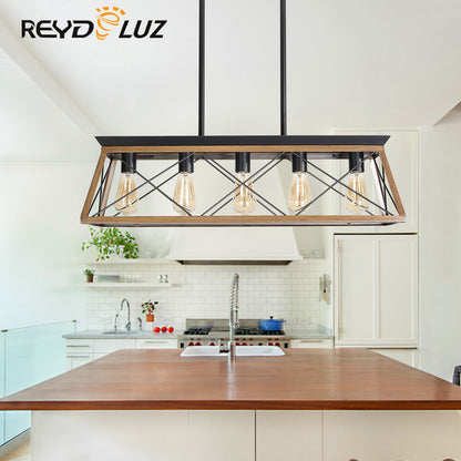 REYDELUZ 31.5" Farmhouse Chandeliers With 5 Bulbs
