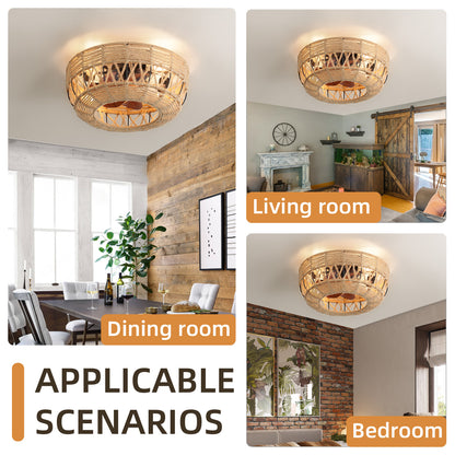 REYDELUZ 19" Boho Ceiling Fans with Lights for Bedroom.