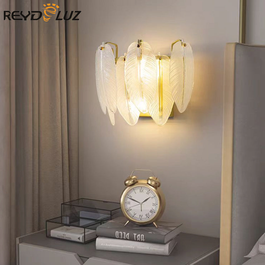 REYDELUZ 30" Feather Glass Retro Wall Lamp
