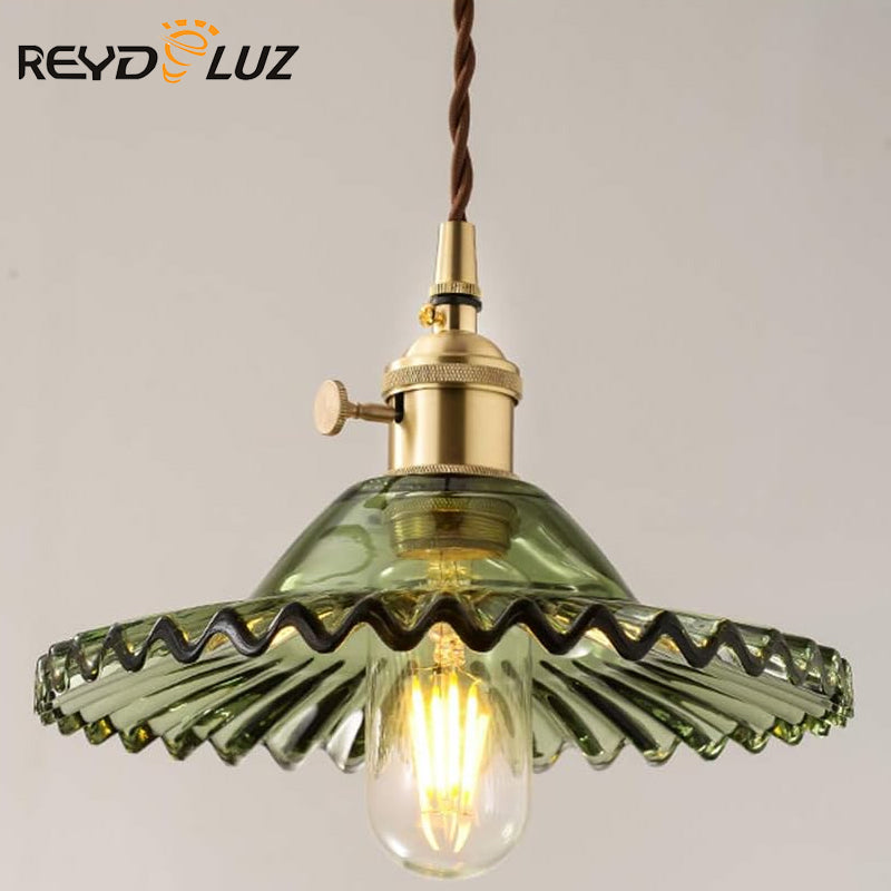 REYDELUZ 22" Green Glass Chandelier