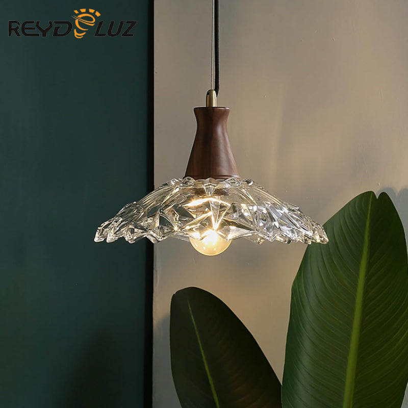 REYDELUZ 32" Walnut Glass Chandelier