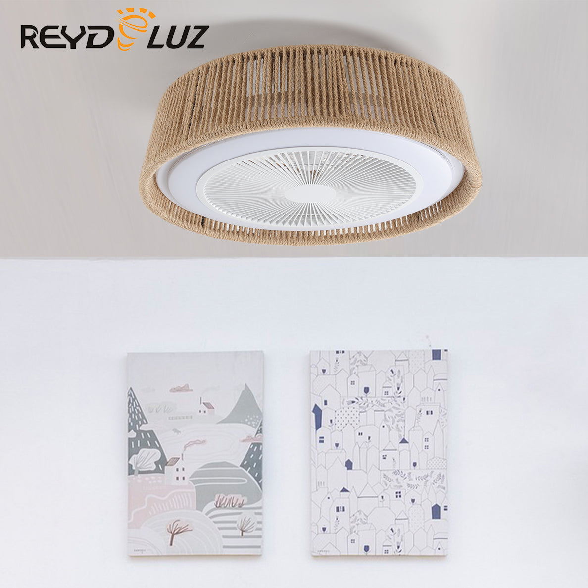 REYDELUZ 21.3" Bohemian Style Ceiling Fan with Remote Control
