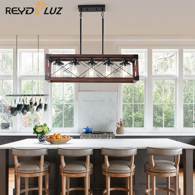 REYDELUZ 31.5" Farmhouse Chandelier For Kitchen