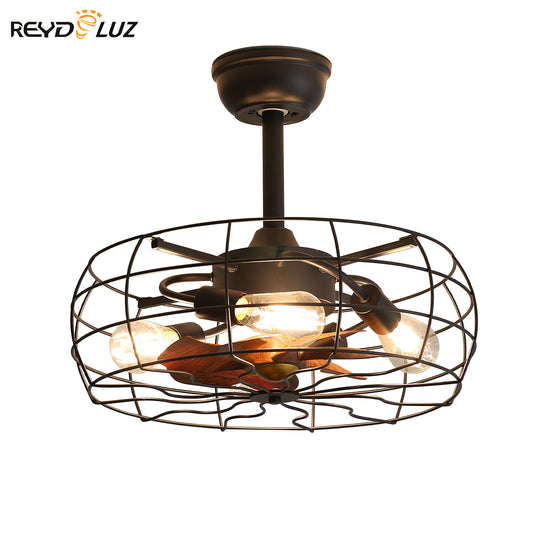 REYDELUZ 19" Caged Ceiling Fans with Lights Remote Control.