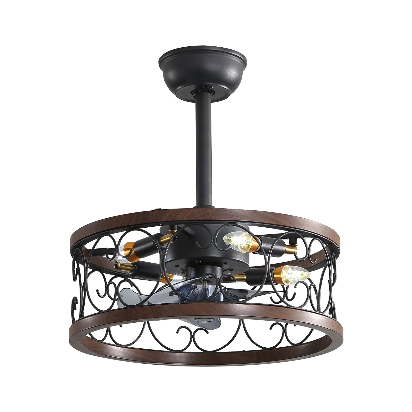 MS-0001 American retro E27 / E14 ceiling fan light and ceiling fan chandelier, monochromatic lamp and 6 gear wind speed, can be controlled using a remote control, suitable for bedroom study dining room etc
