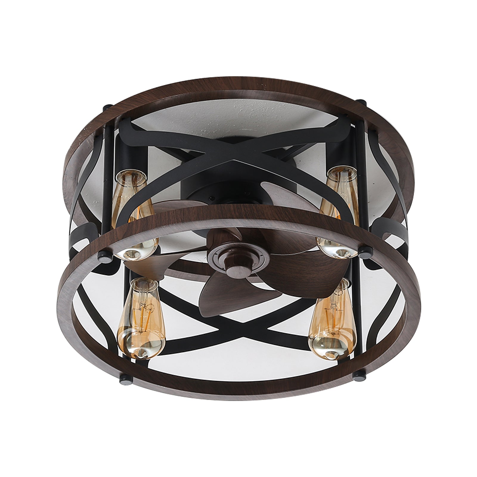 MS-0001 American retro E27 / E14 ceiling fan light and ceiling fan chandelier, monochromatic lamp and 6 gear wind speed, can be controlled using a remote control, suitable for bedroom study dining room etc