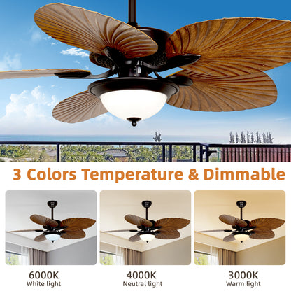 REYDELUZ 52" Tropical Ceiling Fan with LED Light.