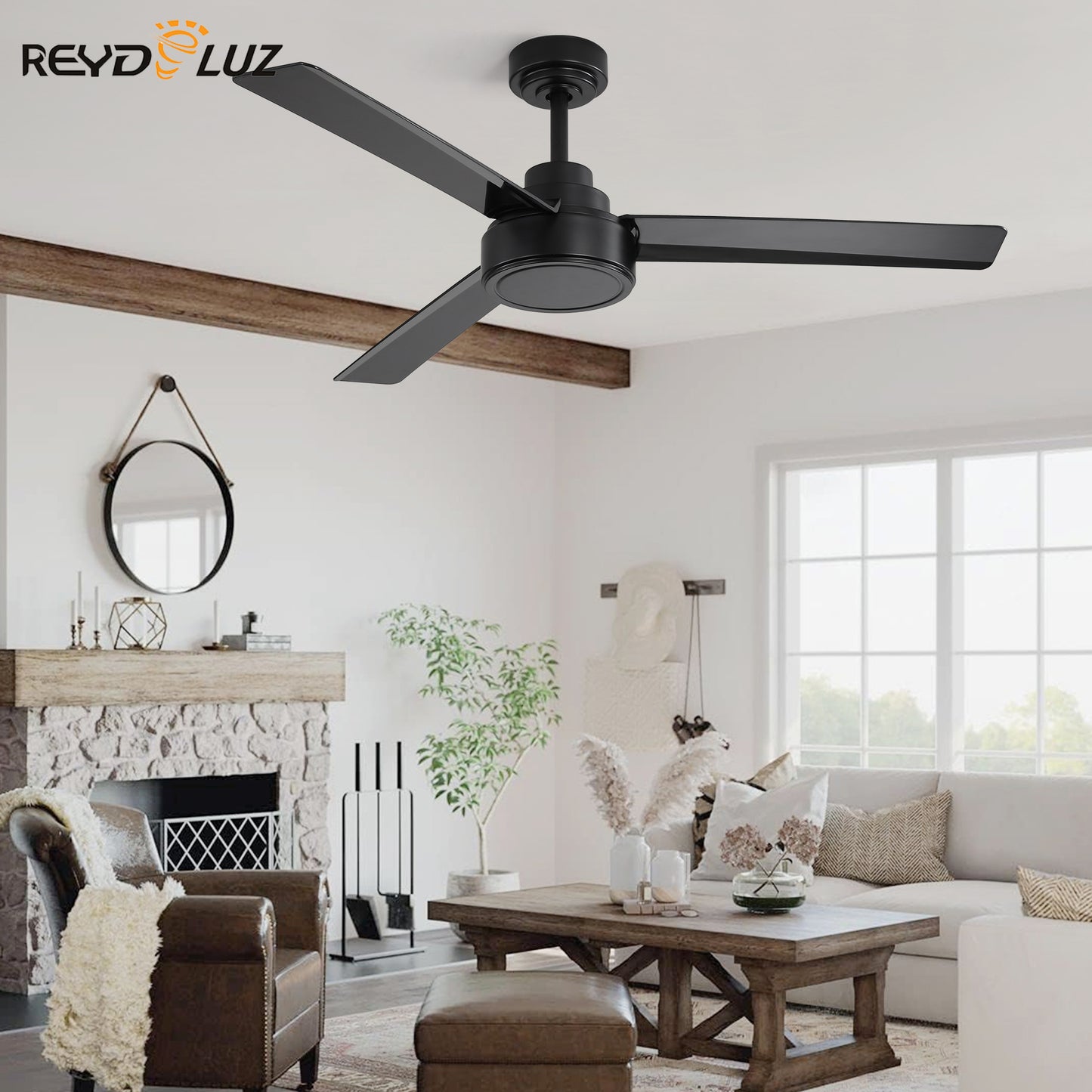 REYDELUZ 52'' Outdoor Ceiling Fan Without Light, 3 ABS Blades Ceiling Fan
