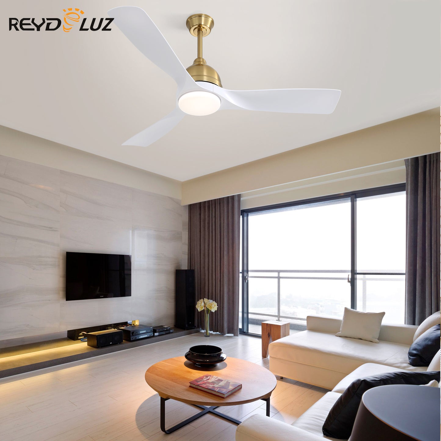 REYDELUZ 54'' Modern Ceiling Fan 6 Speed Remote Control Dimmable Reversible DC Motor