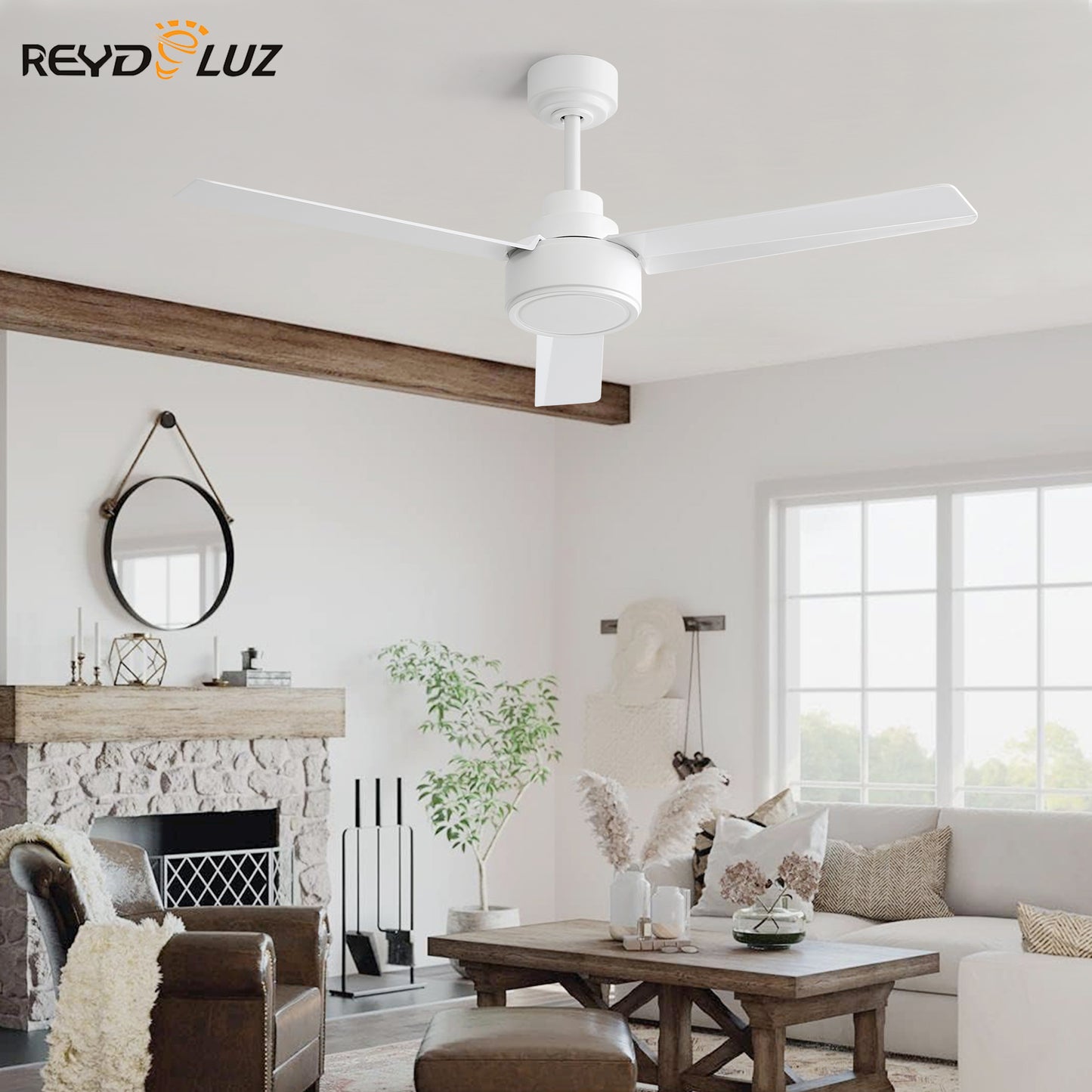 REYDELUZ 52'' Outdoor Ceiling Fan Without Light, 3 ABS Blades Ceiling Fan