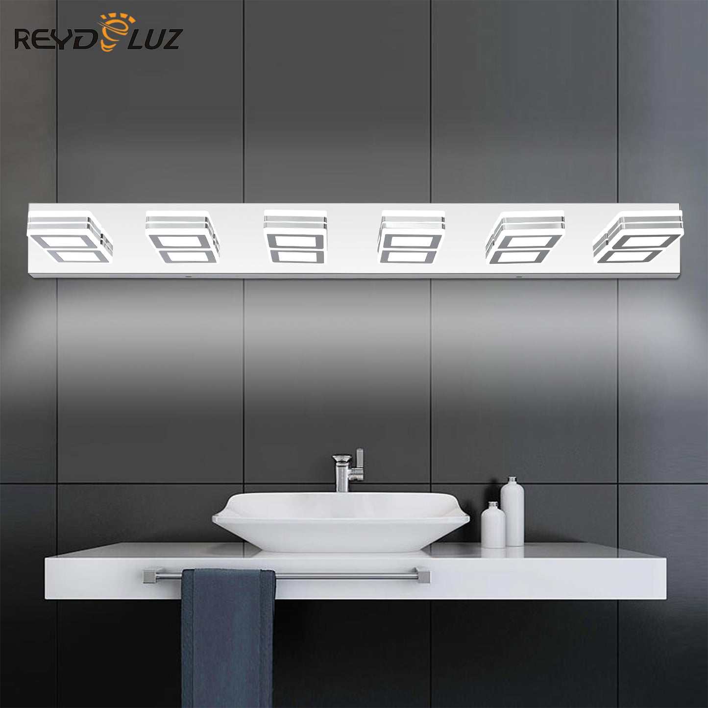 REYDELUZ 32 Inch LED Acrylic Chrome Modern  Makeup Light