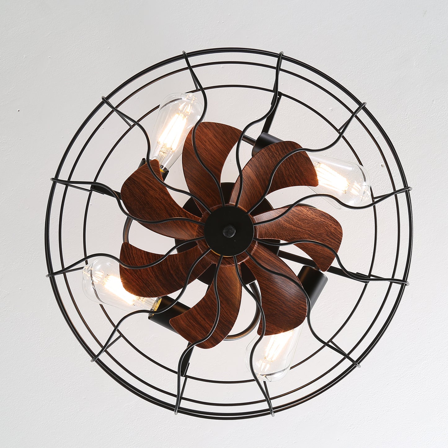 REYDELUZ 19" Caged Ceiling Fans with Lights Remote Control.