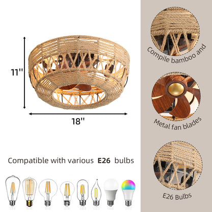 REYDELUZ 19" Boho Ceiling Fans with Lights for Bedroom.