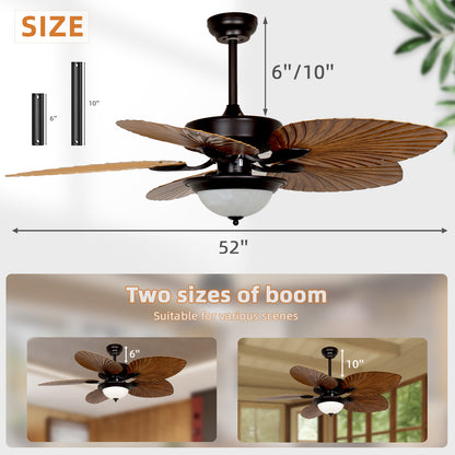 REYDELUZ 52" Tropical Ceiling Fan with LED Light.