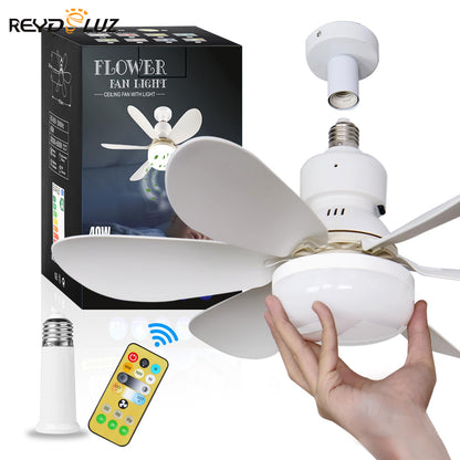 REYDELUZ 20.5" Socket Fan Light with Remote for Kitchen, Bedroom.