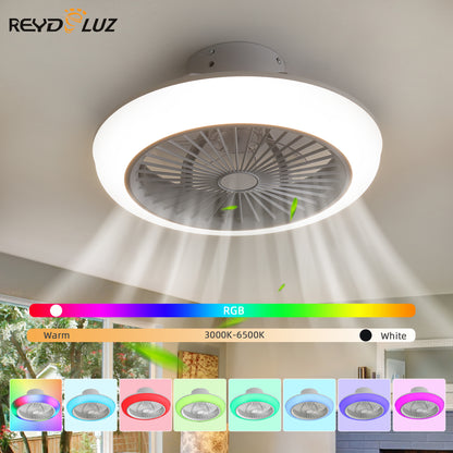 REYDELUZ 18" Smart RGB Ceiling Fan with Alexa/Google/APP.