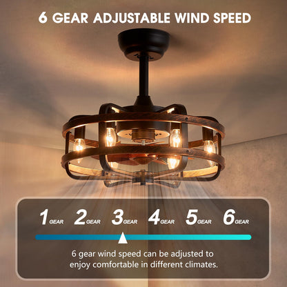 REYDELUZ 18" Caged Ceiling Fans with Lights/E12 Bulb.