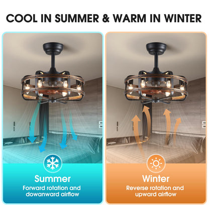 REYDELUZ 18" Caged Ceiling Fans with Lights/E12 Bulb.