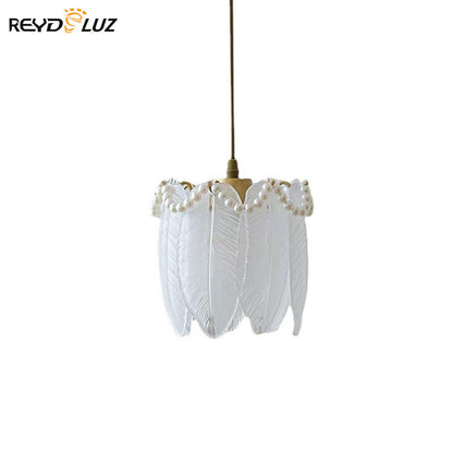 REYDELUZ 7.8” Pearl feather Ceiling Lights Chandeliers