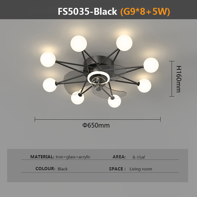 Modern ceiling fan with 3-color adjustable fan for bedroom and living