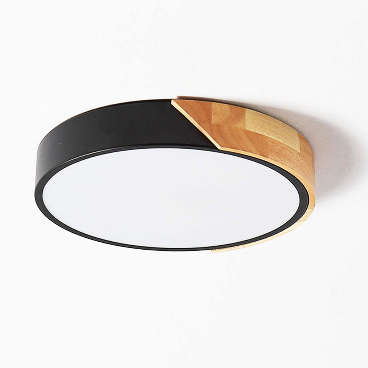 WDENI Ceiling Lights Dimmable Modern Wood Flush Mount Ceiling Light, Light Fitting Ceiling for Living Room Bedroom Kitchen Lounge Hallway, 15.7Inch,36W