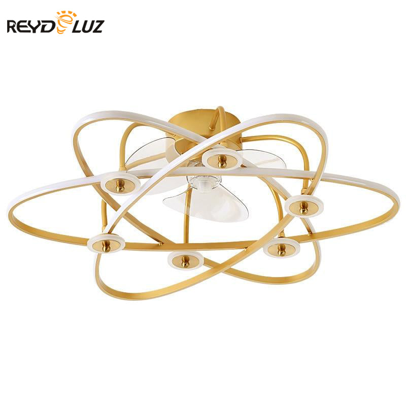 Modern Nordic Ceiling Fan Light with Minimalist Painted  for dining room bedroom living room lamp Fashion led fan Chandeliers