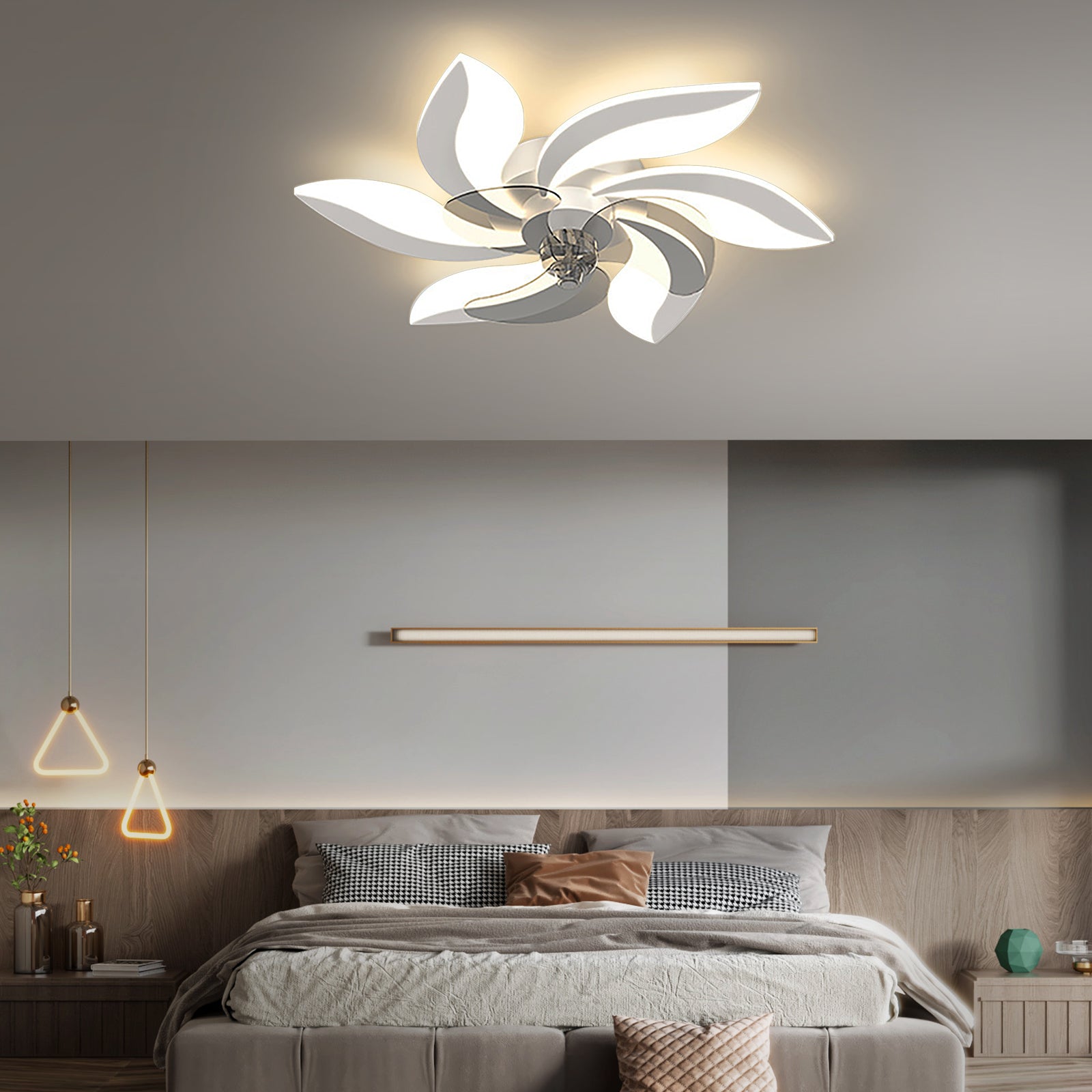 Modern 30.7 Inch LED Ceiling Fan with Remote Control Three Speed Dimming and Three Speed Wind Control Function for Bedroom Study Living Room and Children's Room REYDELUZ