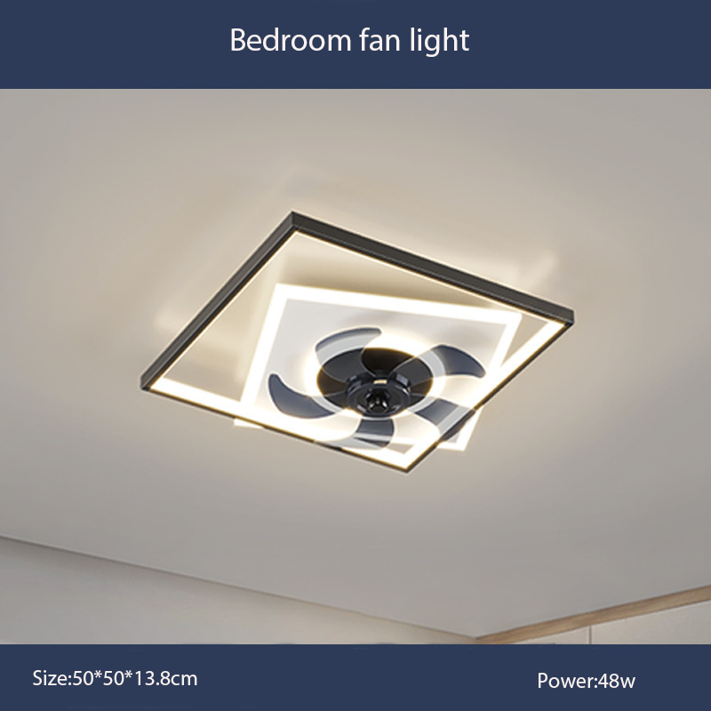 Modern ceiling fan with lamp remote control 3-color temperature, 3-speed fan square ceiling lamp,