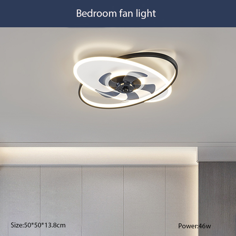 Modern ceiling fan with lamp remote control 3-color temperature, 3-speed fan square ceiling lamp,