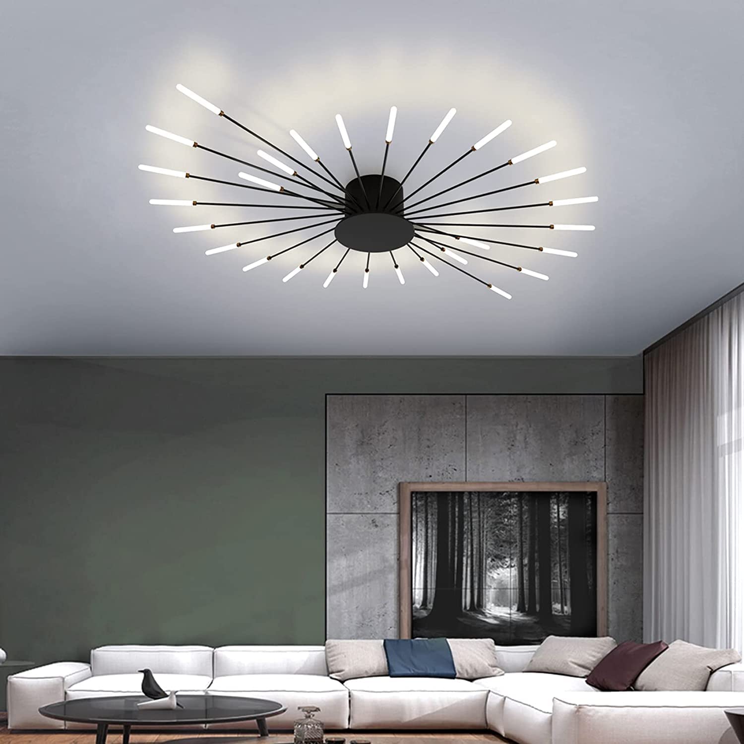 Modern Ceiling Light, Flush Mount Ceiling Lamp Acrylic Lampshade Chandelier、