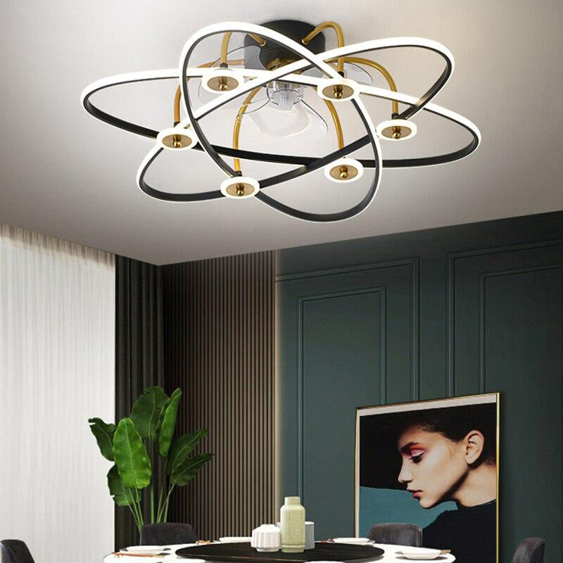 Modern Nordic Ceiling Fan Light with Minimalist Painted  for dining room bedroom living room lamp Fashion led fan Chandeliers