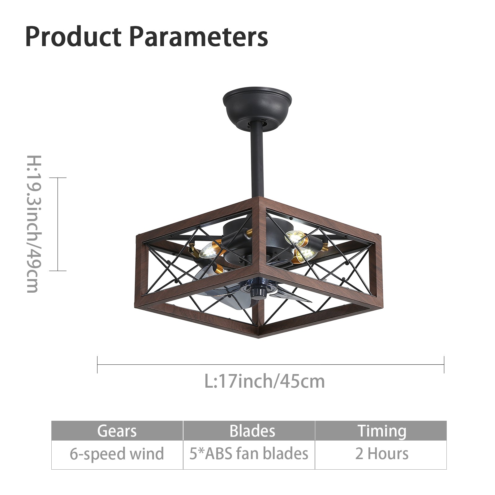 MS-0002 American retro E14 ceiling fan light, monochromatic lamp and 6 gear wind speed, can be controlled using a remote control, suitable for bedroom study dining room etc